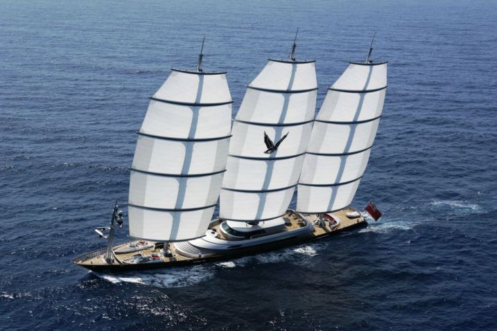 Парусная яхта Maltese Falcon: (длина – 92,9 м, бюджет - $150 млн)